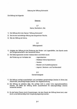 Satzung Stiftung Schmarloh